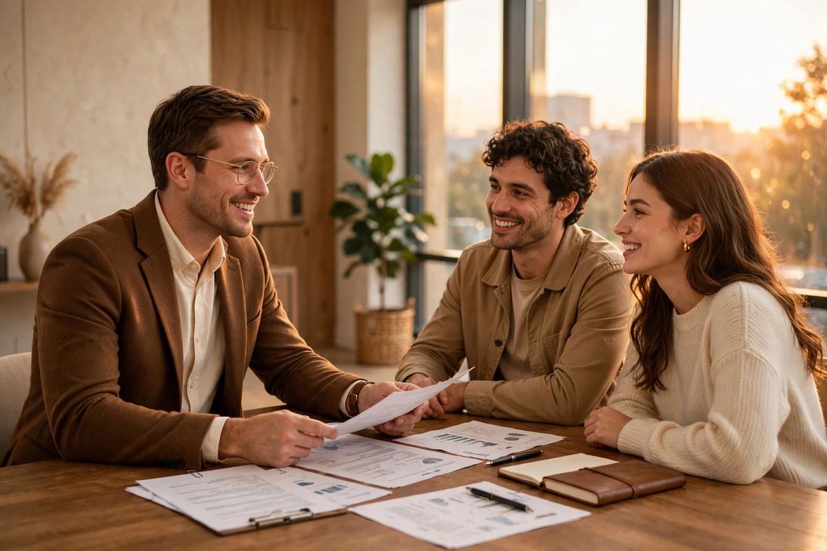 A Freeland Financial advisor reviewing a plan with clients